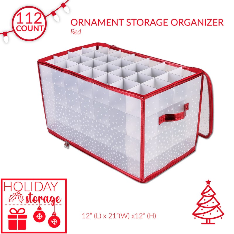Simplify Ornament Storage Organizer | Storage | Fits 112 Ornaments | Zipper Closure | Space Saving | Easy to Use | Red | Light Weight | Dimensions 11.81 x 20.67 x 11.81 - Image 3